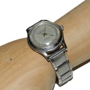Vintage Bercona Sport Manual Wind Unisex Wristwatch Silver Tone Working